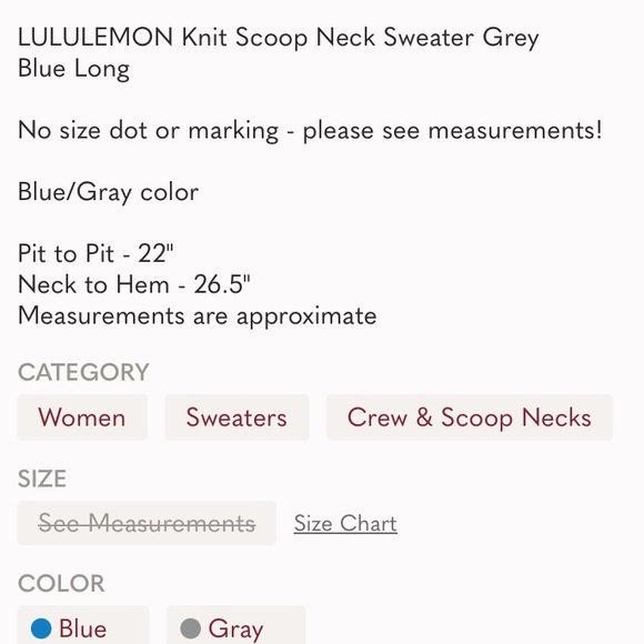 LULULEMON Knit Scoop Neck Sweater Grey Blue Long - Picture 4 of 4